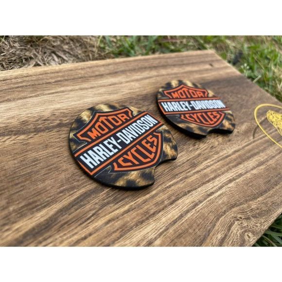 Harley Davidson Animal Print Car Coasters 2 Pack - Picture 2 of 9